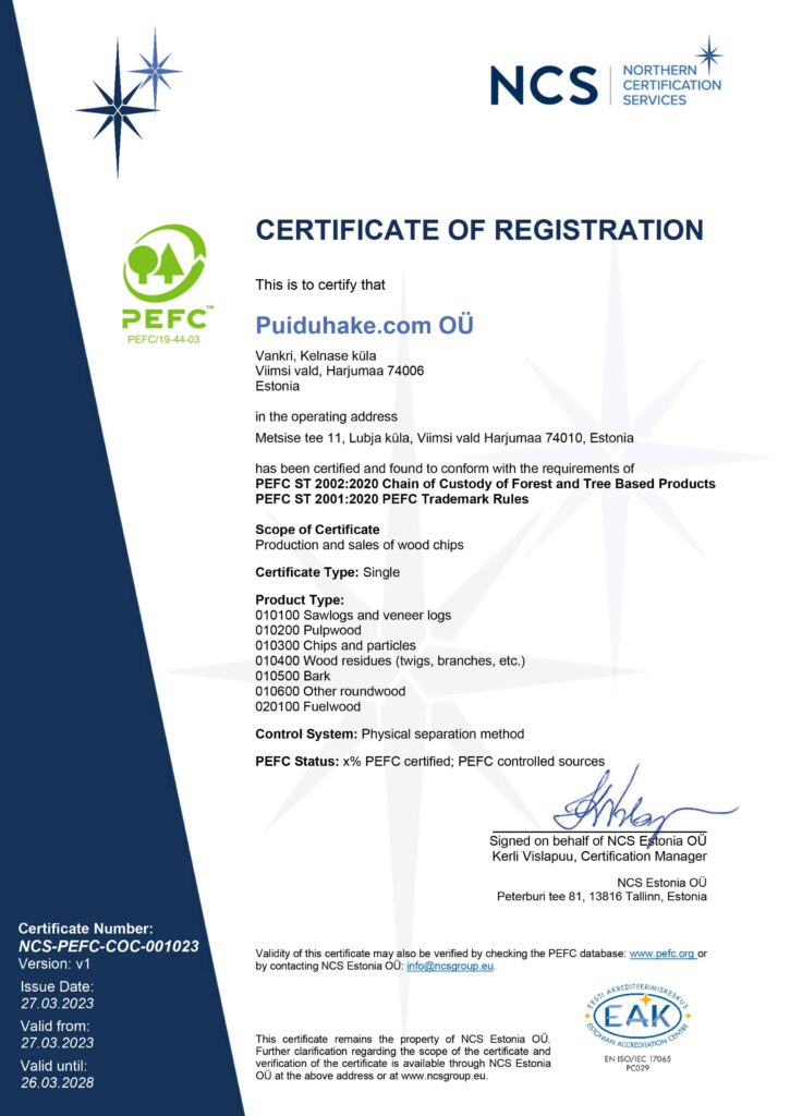 PEFC sertifikaat